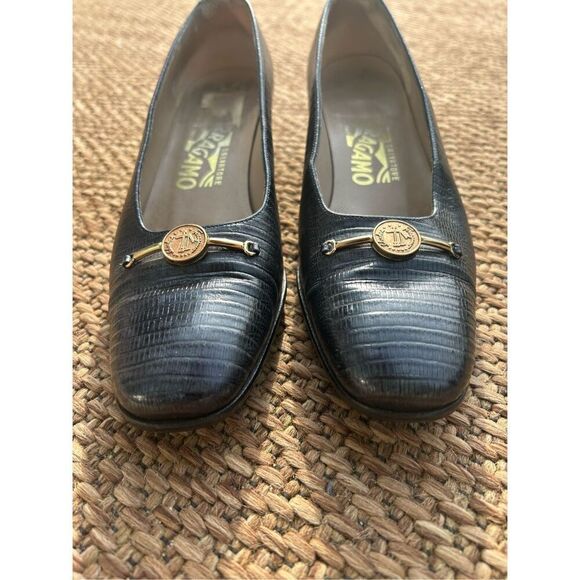 Salvatore Ferragamo Cauta Heels Block Heel Slip-On Made in Italy - Picture 2 of 8